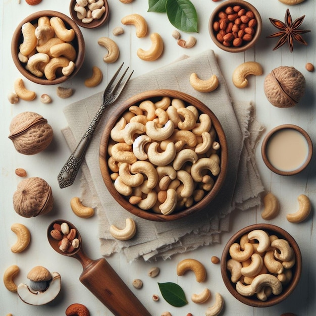 cashew nuts flowing