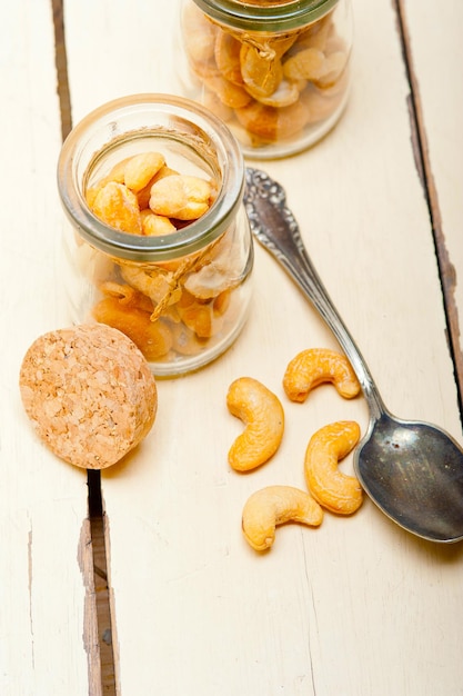 cashew nuts on a glass jar