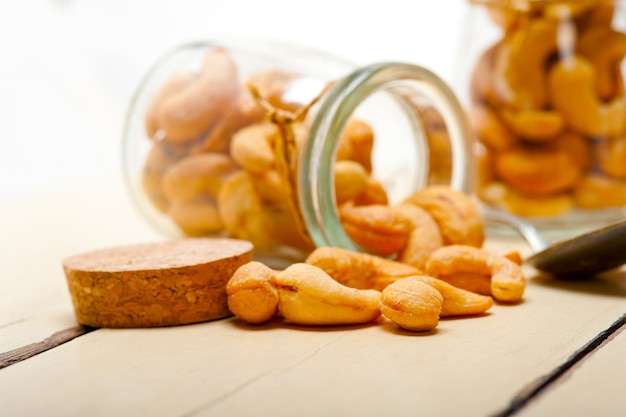 Cashew nuts on a glass jar