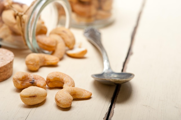 Cashew nuts on a glass jar