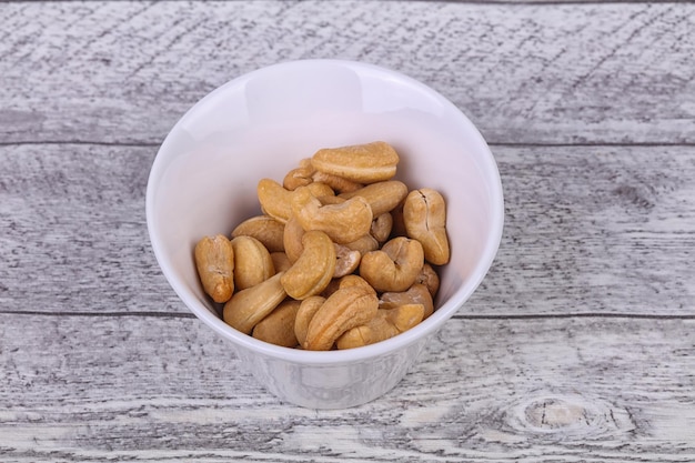 Cashew nuts heap in the bowl