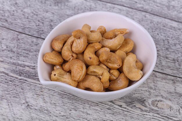 Cashew nuts heap in the bowl