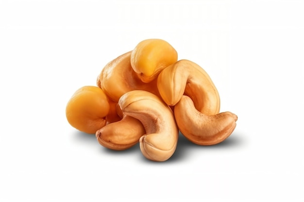 Cashew Nuts Isolated on White Background Generative AI