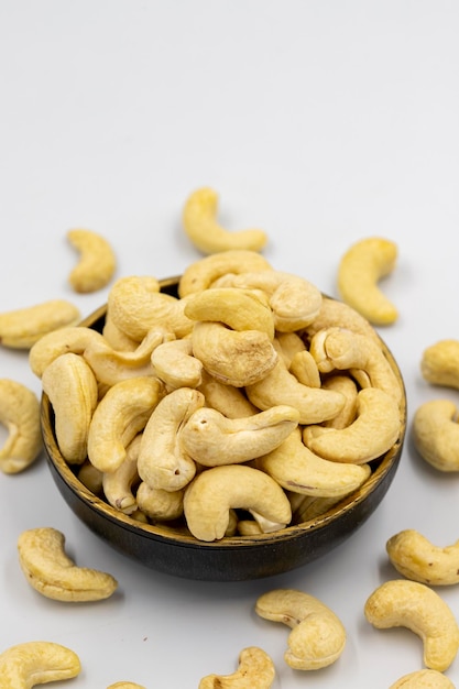 Cashew nuts isolated on white background Organic nuts close up