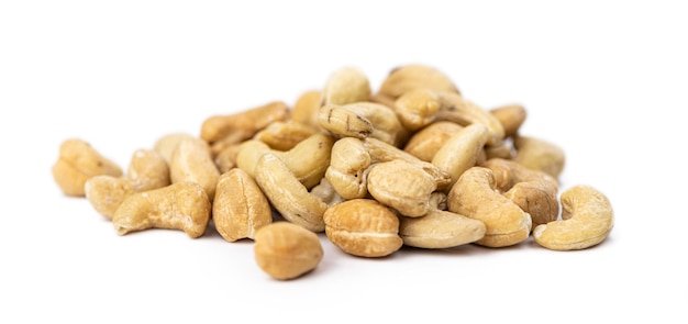 Cashew Nuts isolated on white background selective focus