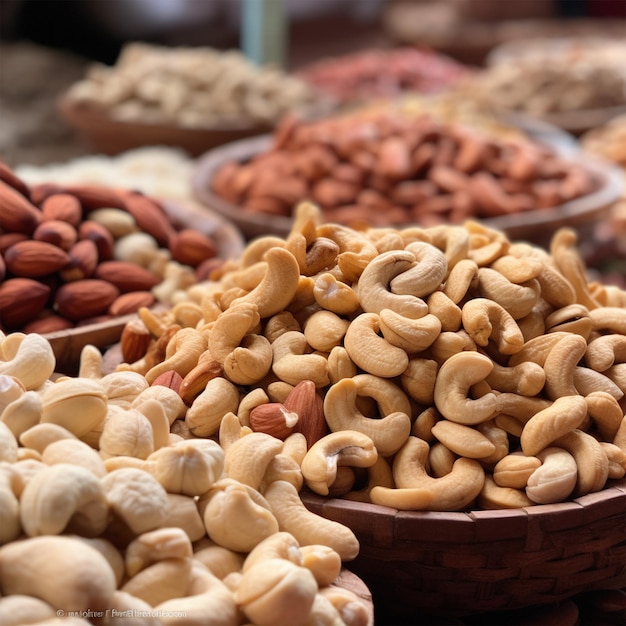 Photo cashew nuts in a market cashew nuts in a market