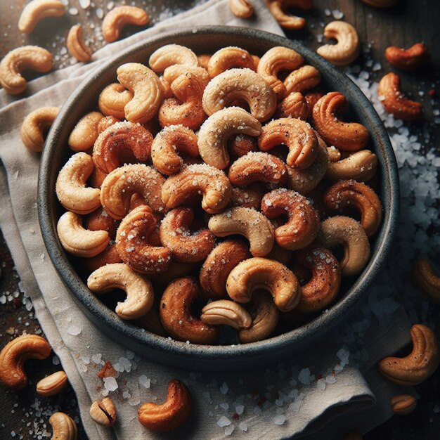 Cashew nuts white background