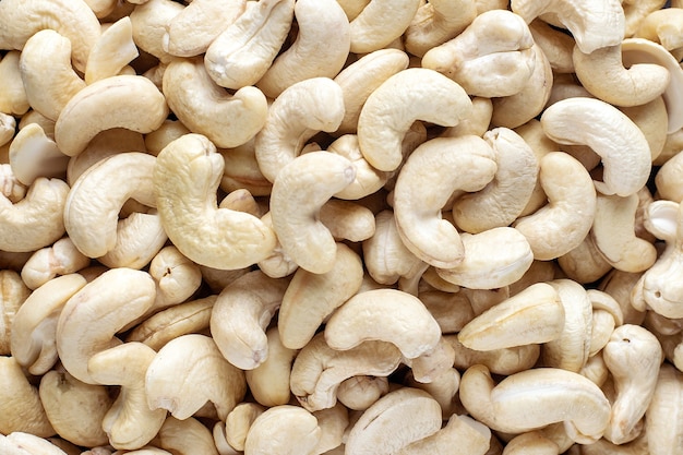 Cashewnoten close-up. Achtergrond, textuur.