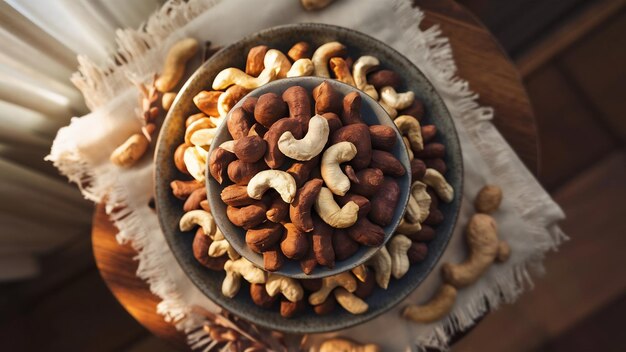 Cashewnoten in keramische platen