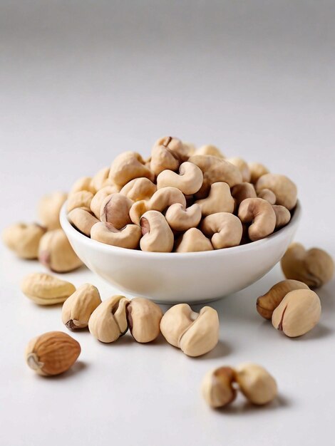 Photo cashews dryfruit white background