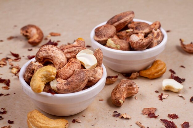 Photo cashews isolated on light background flat lay