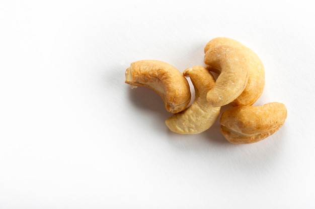 Cashews nuts on a white background