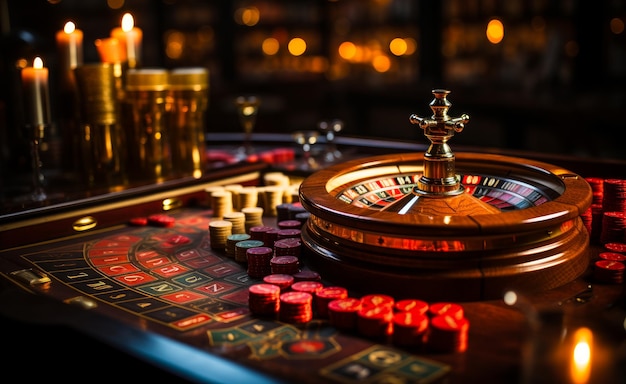 Фото Казино и казино стол казино стол с рулеткой и свечами
