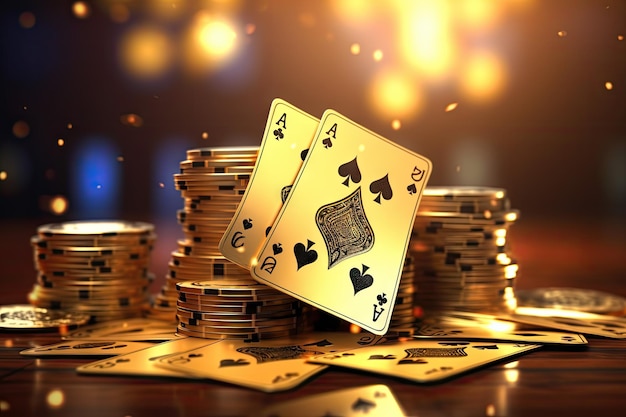 Photo casino cards poker blackjack baccarat gold 3d render