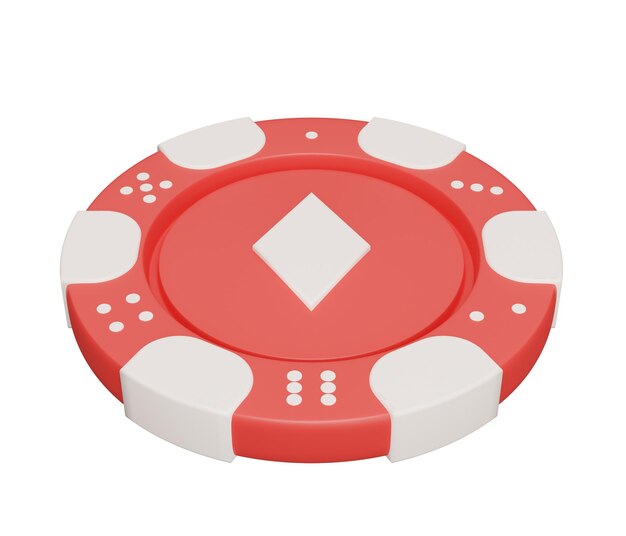 Casino chip diamond red 3d 3d render cartoon minimal icon illustration