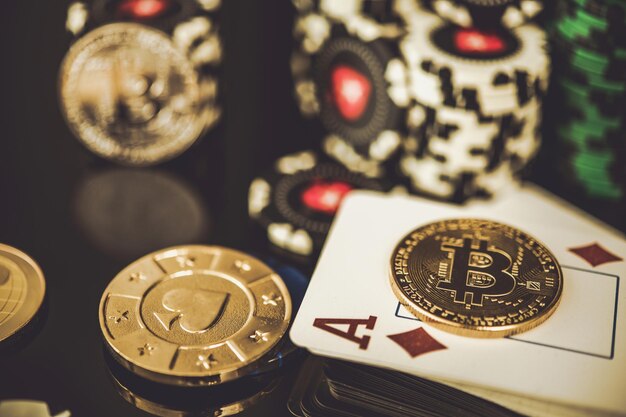 Photo casino chips bitcoins and diamond ace card