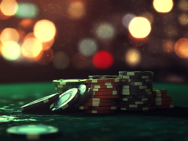 Casino chips closeup