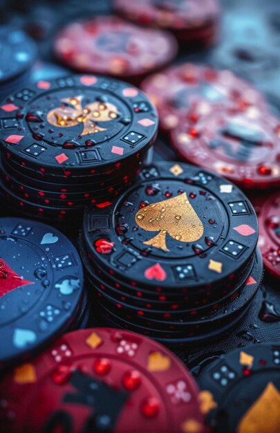 Casino chips on gaming table