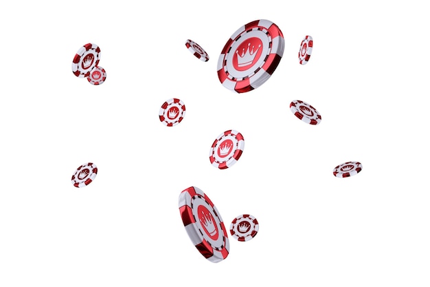 Casino chips isolated on white background The concept of casino gambling card games online betting risk 3D render 3D illustration