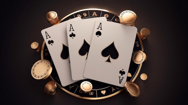 Casino concept set of four aces cards black and gold design gambling luxury style poker blackjack b