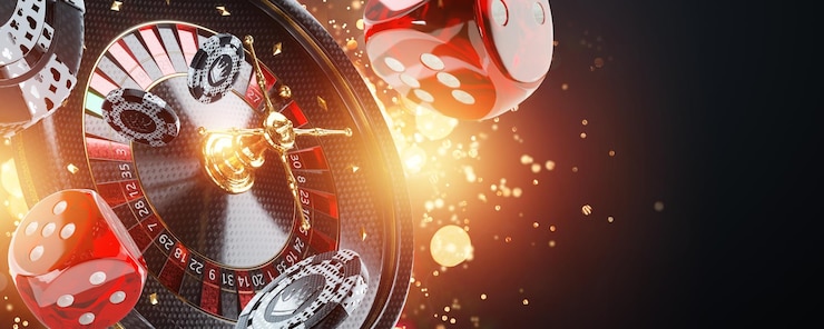 Foto casino flyer website koptekst reclameposter gokken billet wedden jackpot kopie ruimte 3d render 3d illustratie