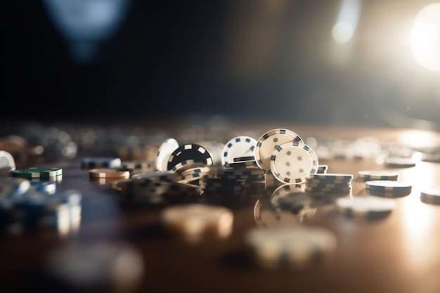 casino focus chips falling background blurry