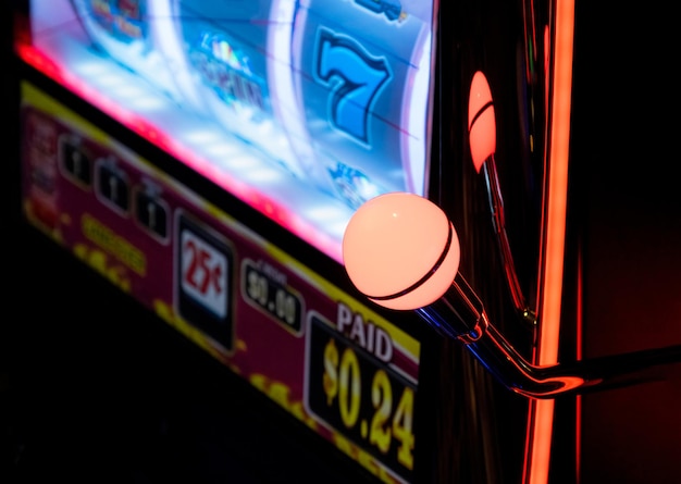 Photo casino gambling blackjack and slot machines waiting for gamblers and tourist to spend money