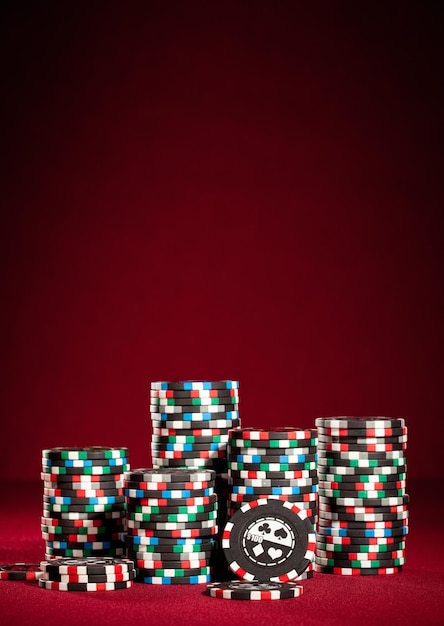 Casino gambling chips with copy space