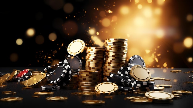 Casino poker chips on black | Premium Photo