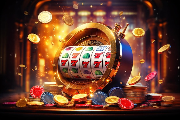 Photo a casino game with a golden coin in the middle of it.