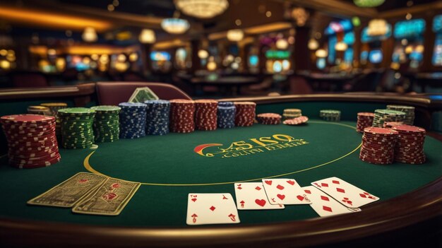 A casino game with poker chips on the table | Premium AI-generated image