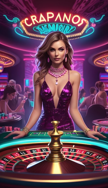 Photo casino glamour dynamic roulette table amidst the neon thrill