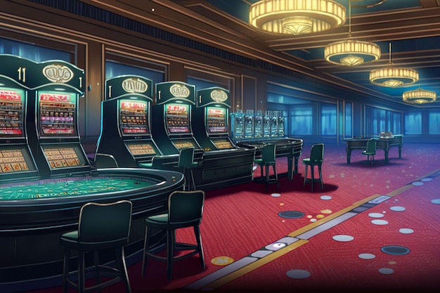 Casino hall with slot machines