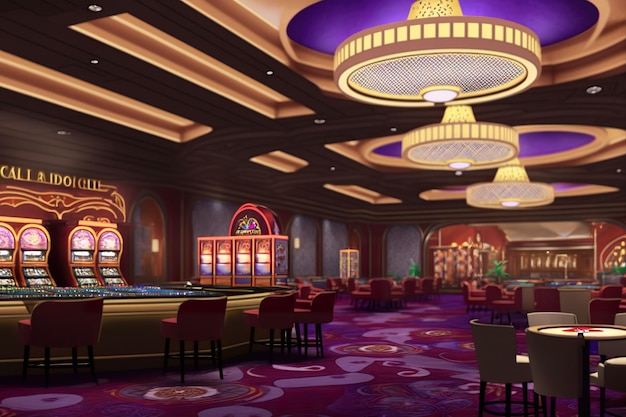 Photo casino hall with slot machines