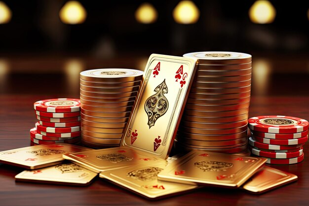 Casino kaarten poker blackjack baccarat goud 3D weergeven