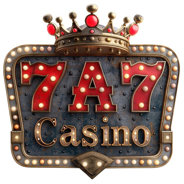 Casino logo with red sevens heart gold crown jackpot lucky seven ai generated colorful illustration