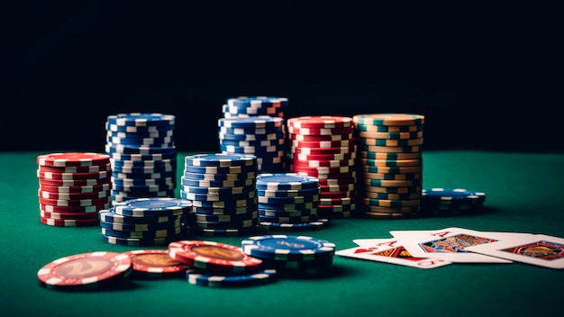 casino online background with playing cards and chips Internet gambling concept Generative ai