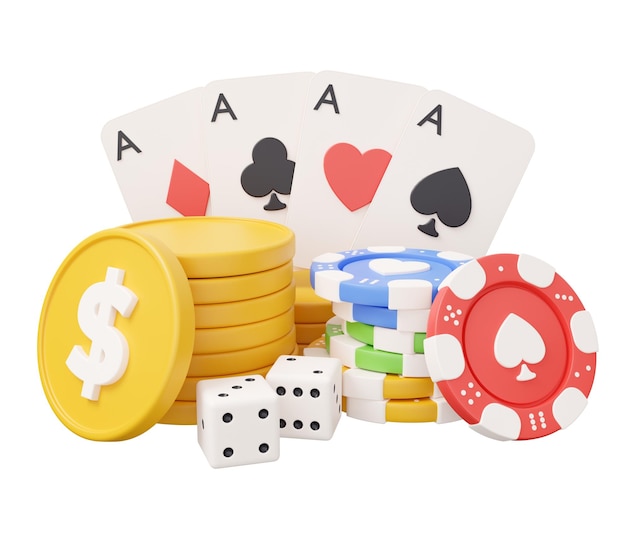 Photo casino poker 3d render minimal creative gambling illustration