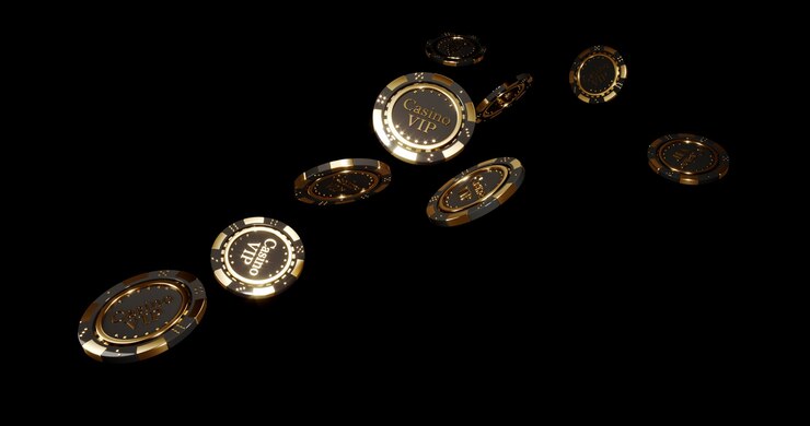 Casino poker chips on black