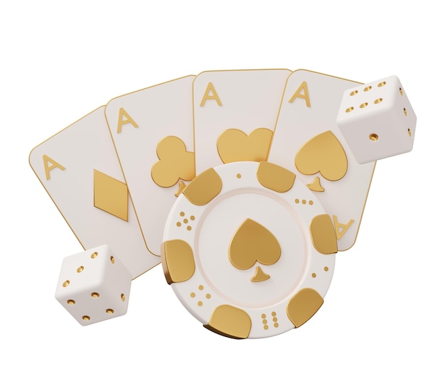 Casino poker goud 3d render minimale creatieve gokken illustratie