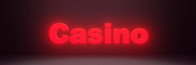 Casino red neon lighting text 3d render lettering web discount banner