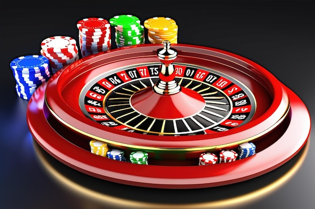 Casino roulette in black and red style with effects