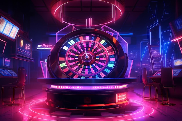 casino roulette composition cyberpunk minimalism neon