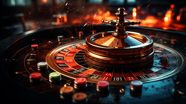 Casino roulette op een donkere achtergrond