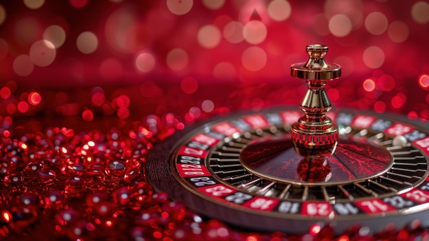 Casino Roulette on Red Table