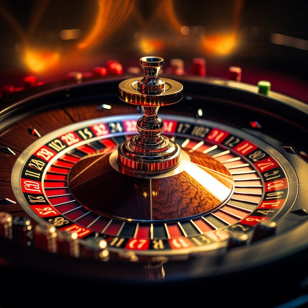 Photo casino roulette roulette wheel in casino 3d rendering