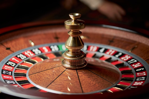 Casino roulette wheel casino gambling concept roulette table in\
a casinocasino roulette closeup