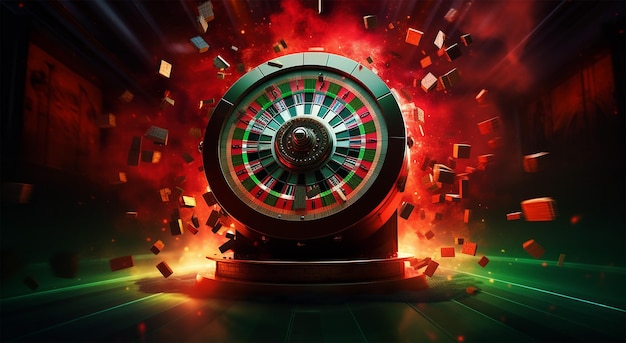 Photo casino roulette wheel on dark background ai generated