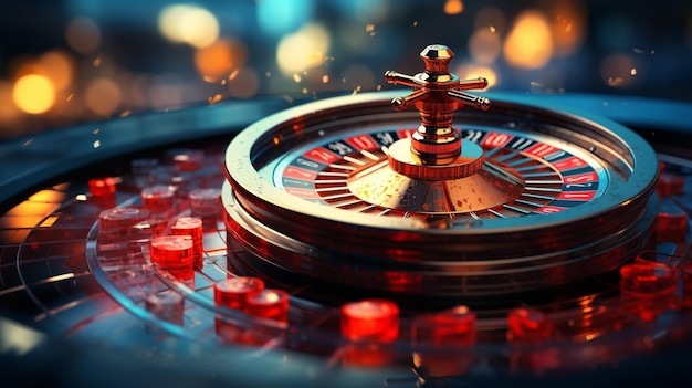 Casino roulette wheel in motion Generative Ai