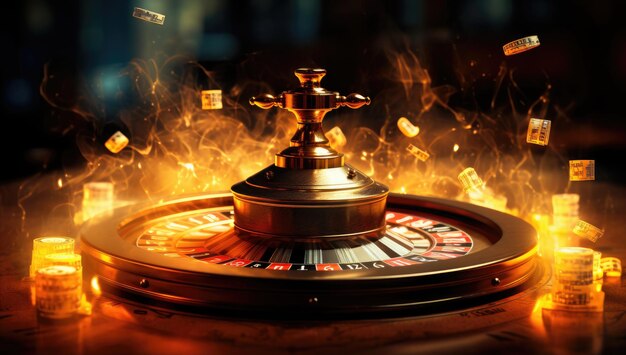 Foto casino roulette wiel met een close-up op een gedeelte van de van roulette wiel casino gokken concept
